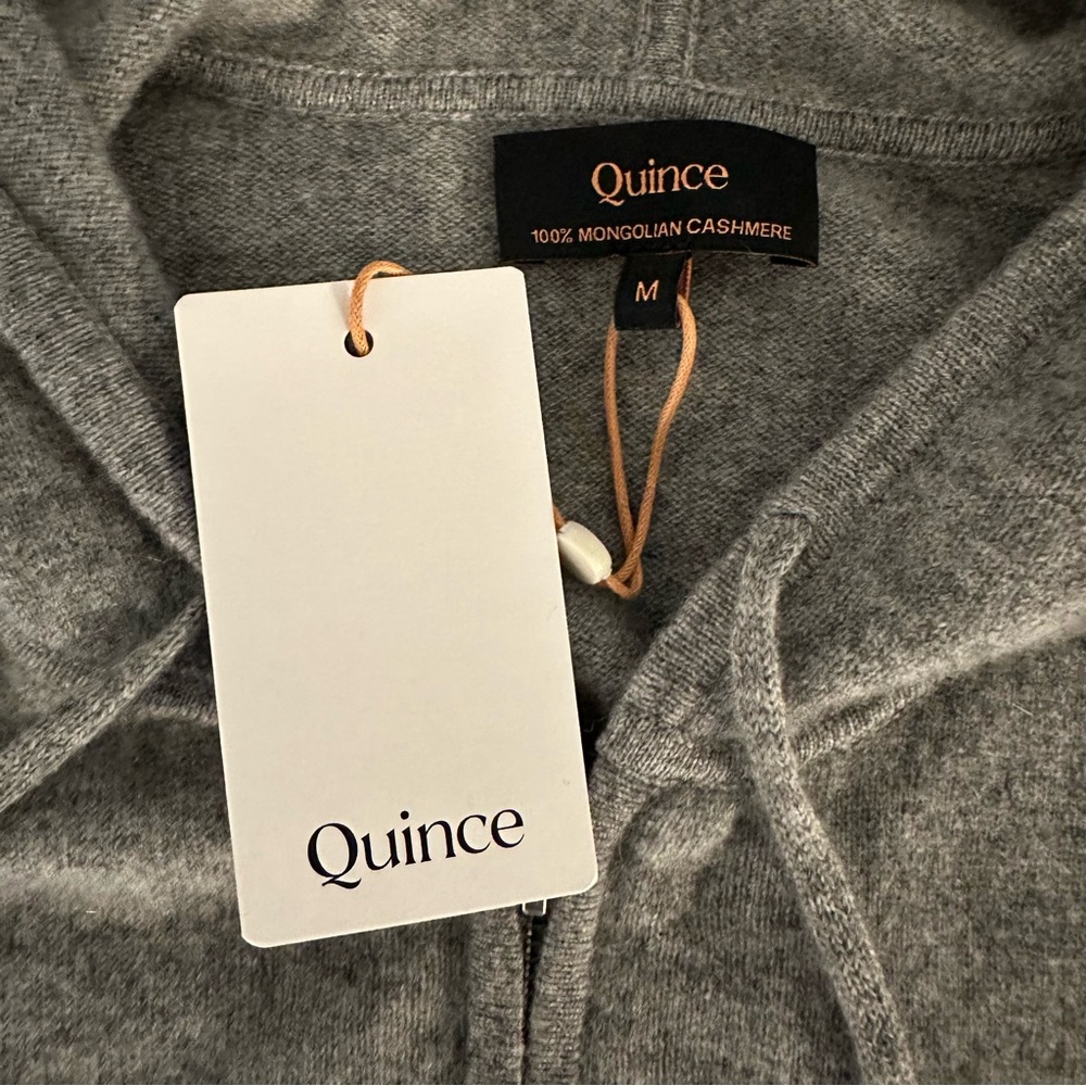 Quince Mongolian Cashmere Full-Zip Hoodie Sweater Heather Grey Size M NWT - Picture 3 of 5
